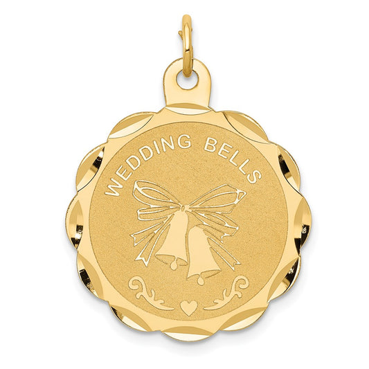 14K WEDDING BELLS Engraveable Disc Charm