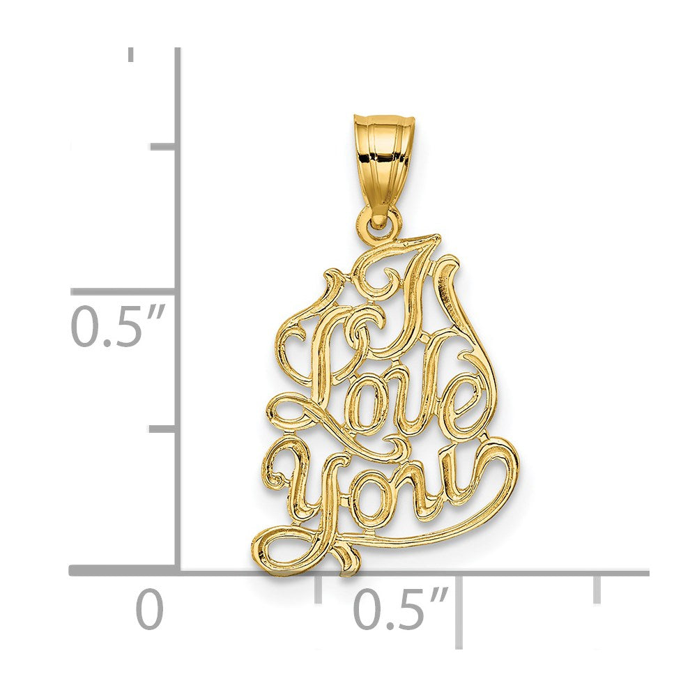 14K I LOVE YOU Script Charm