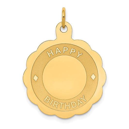 14k HAPPY BIRTHDAY Disc Pendant