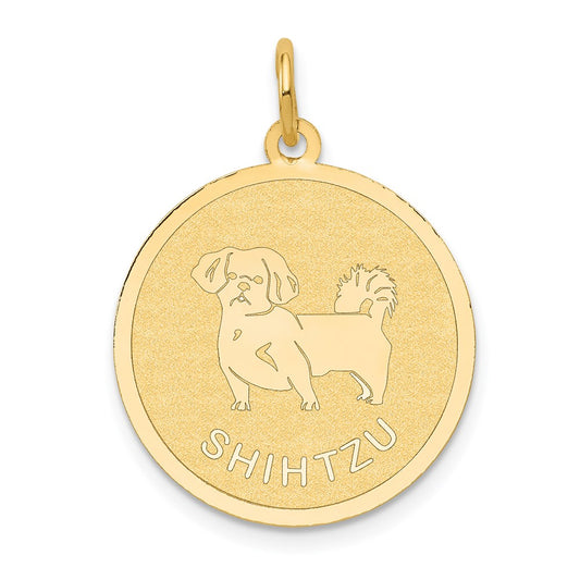 14k Shih Tzu Disc Charm