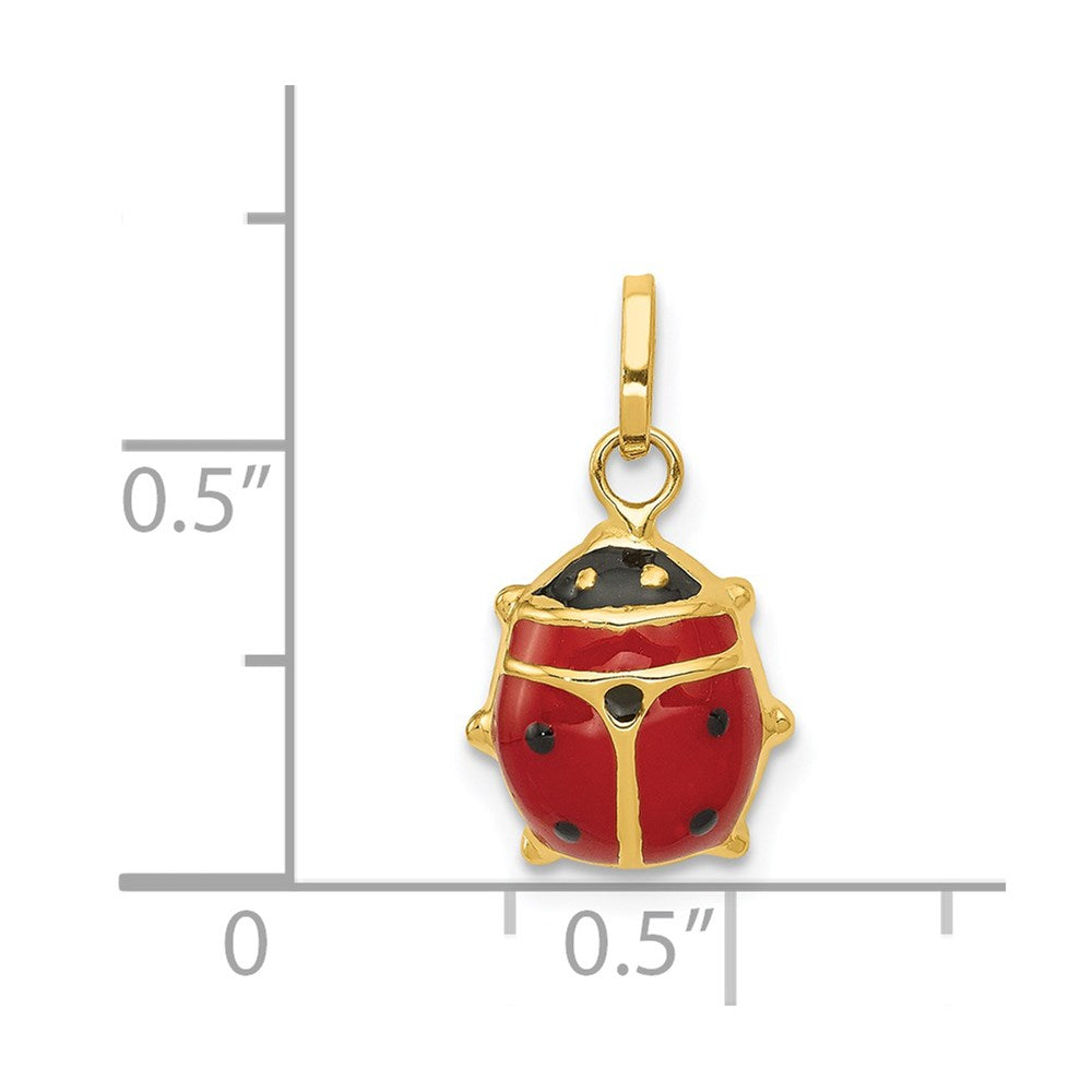 14k Red Enameled Ladybug Charm