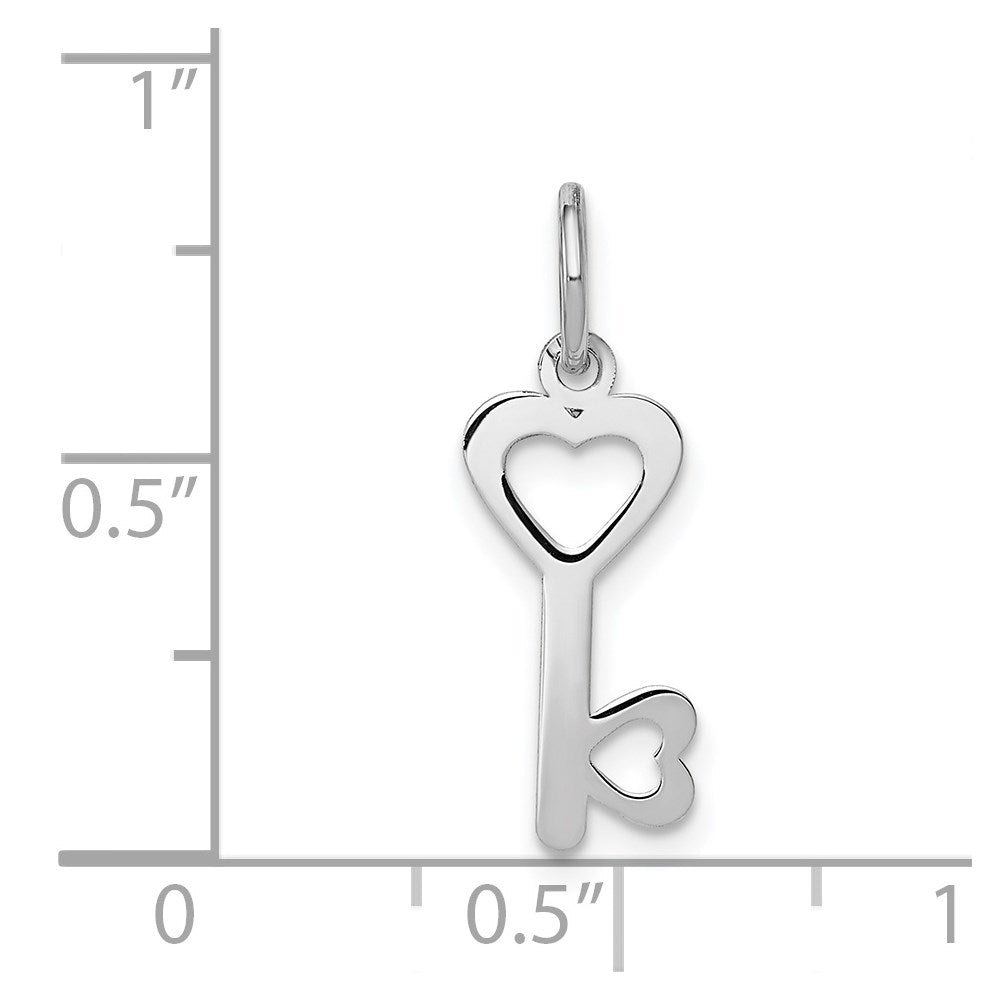 14k White Gold Heart-Shaped Key and Lock Charm