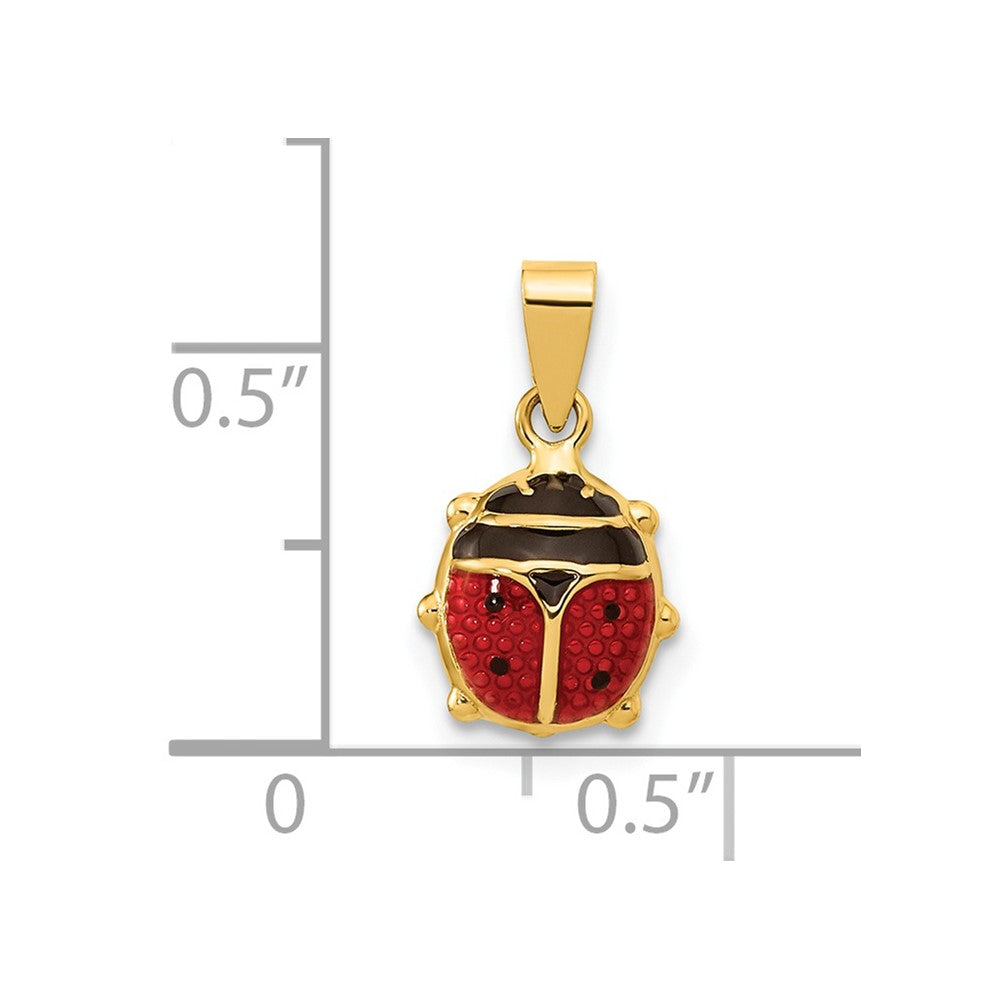 14K Polished Red/Black Enamel Ladybug Pendant