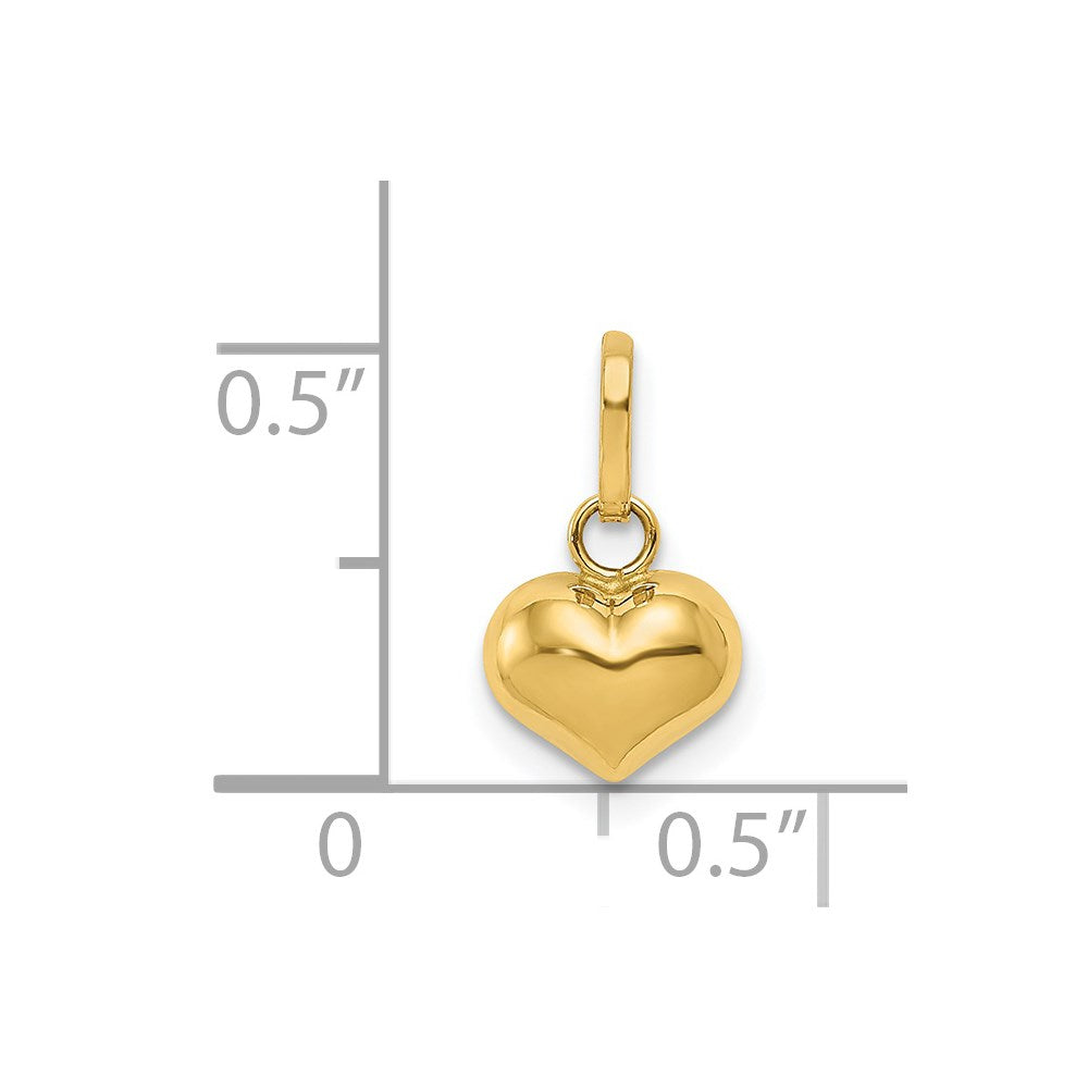 14K Polished 3-D Puffed Heart Charm