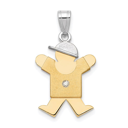 14k Two-tone A Diamond Kid Pendant