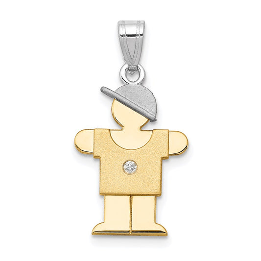 14k Two-tone VS Diamond Kid Pendant