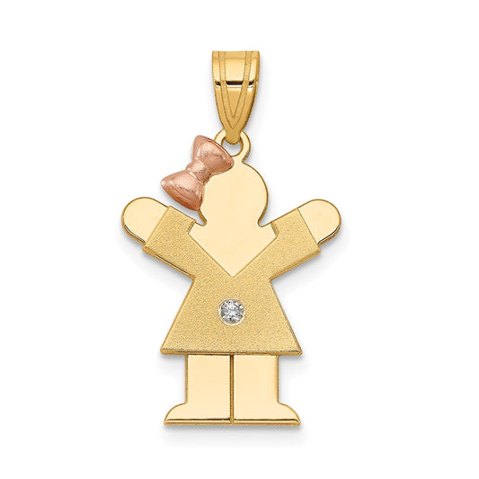 14k Two-tone AA Diamond Kid Pendant