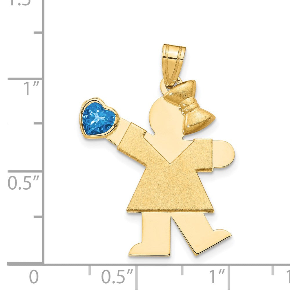 14k Girl with CZ December Birthstone Charm