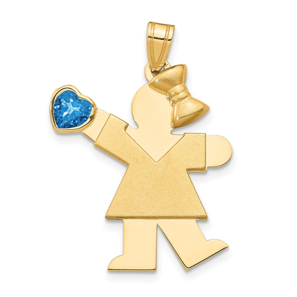14k Girl with CZ December Birthstone Charm