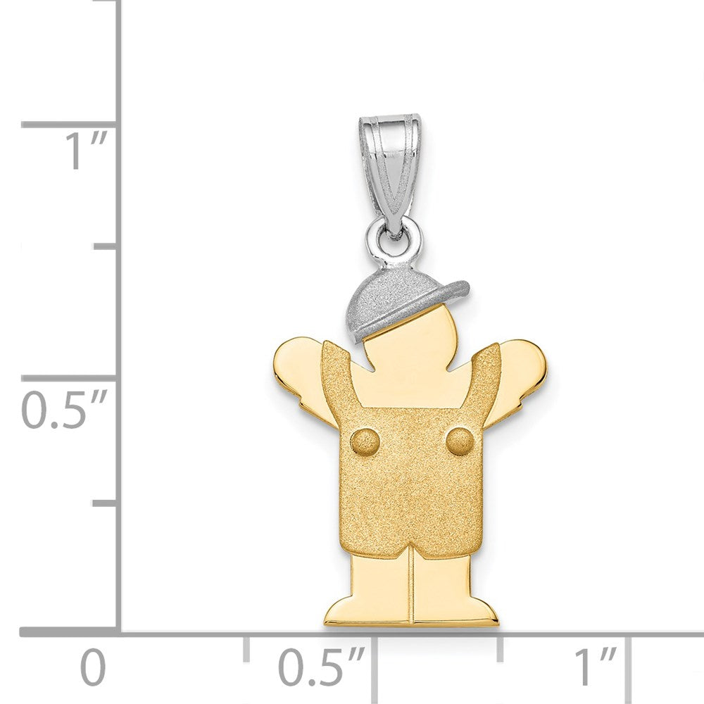 14k Two-Tone Small Boy with Hat on Left Engravable Charm