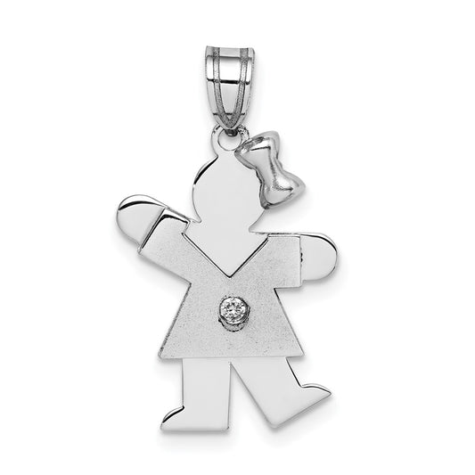 14k White Gold A Diamond Kid Pendant