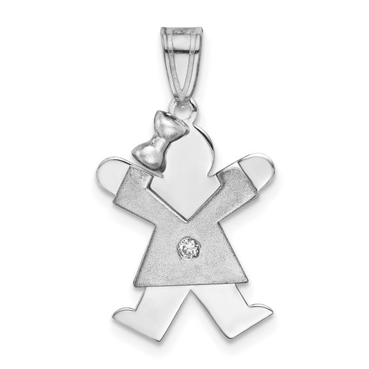 14k White Gold AAA Diamond Kid Pendant
