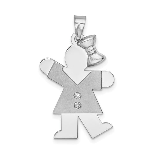 14k White Gold AA Diamond Kid Pendant