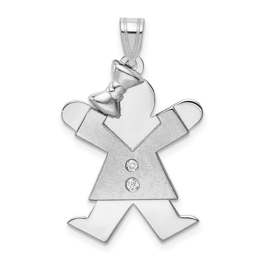 14k White Gold AAA Diamond Kid Pendant