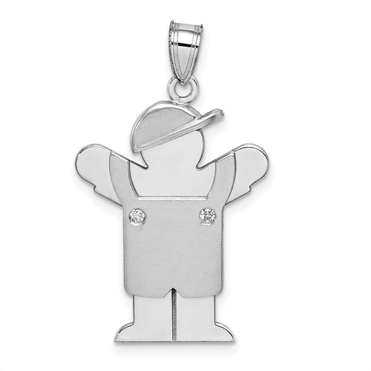 14k White Gold AAA Diamond Kid Pendant
