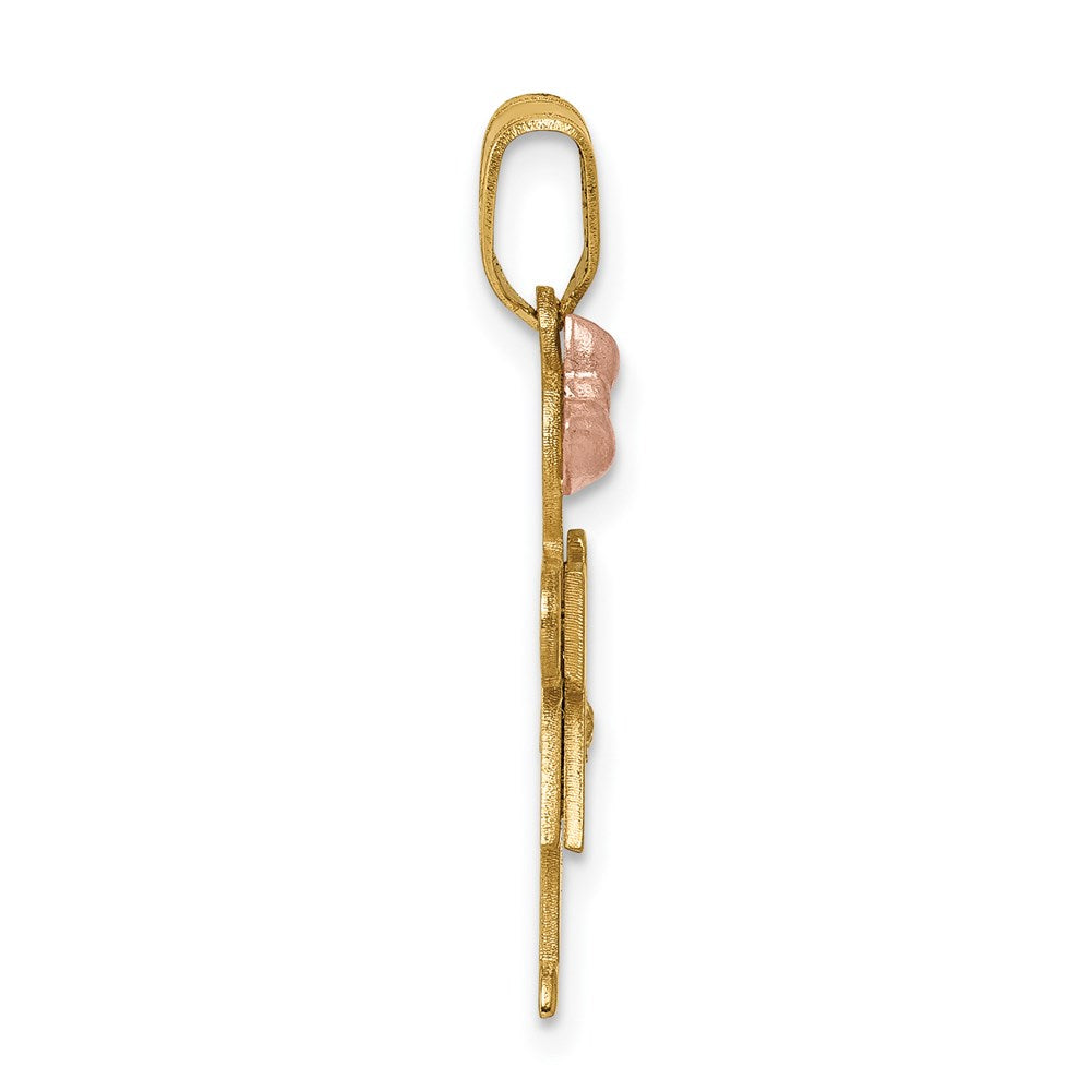 14k Two-tone A Diamond Kid Pendant