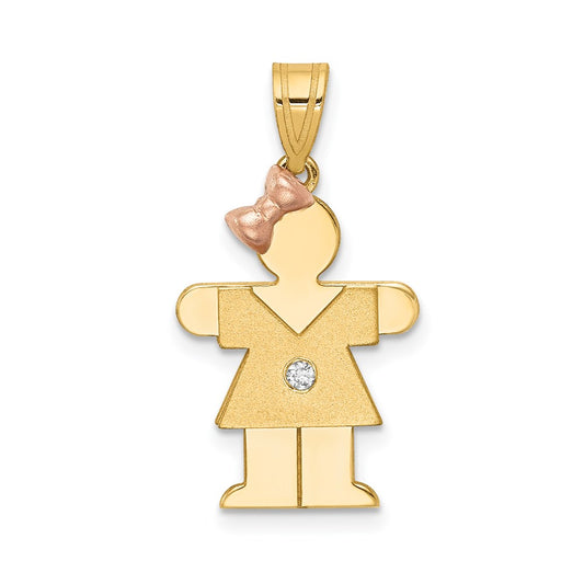 14k Two-tone A Diamond Kid Pendant
