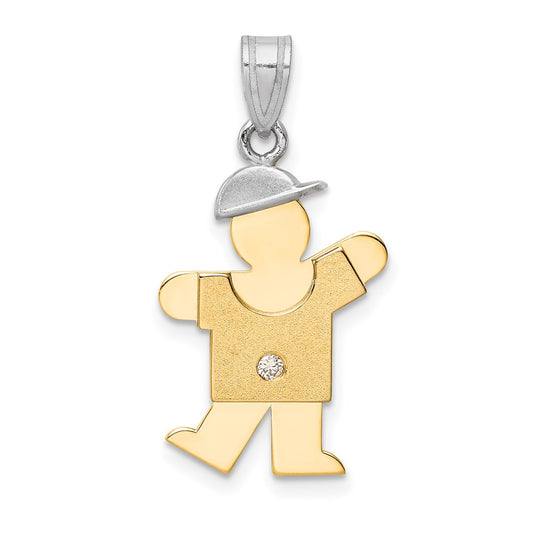 14k Two-tone VS Diamond Kid Pendant