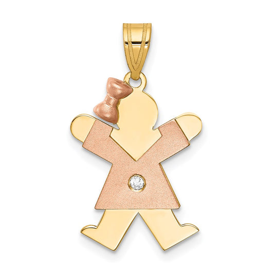 14k Two-tone AAA Diamond Kid Pendant