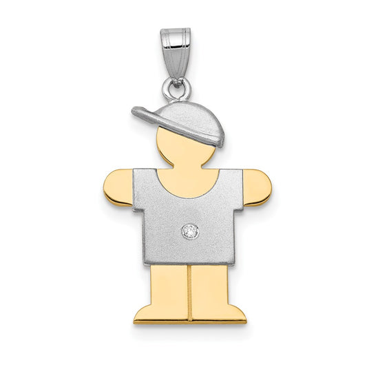 14k Two-tone AAA Diamond Kid Pendant