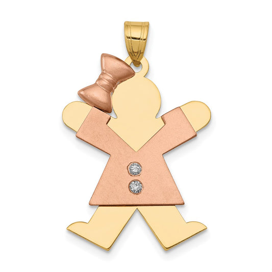 14k Two-tone AA Diamond Kid Pendant