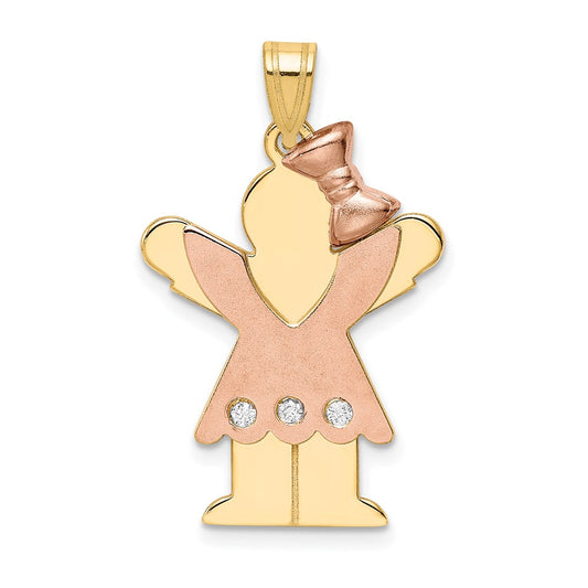 14k Two-tone AAA Diamond Kid Pendant