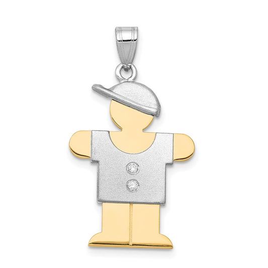 14k Two-tone AA Diamond Kid Pendant