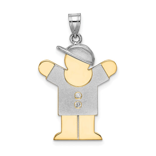 14k Two-tone A Diamond Kid Pendant