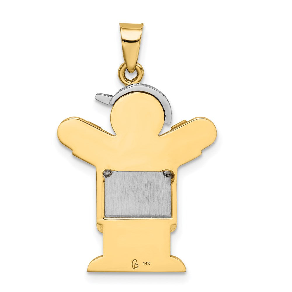 14k Two-tone A Diamond Kid Pendant