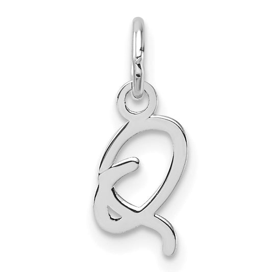 14K White Gold Uppercase Letter Q Initial Charm