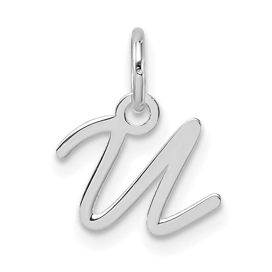 14K White Gold Uppercase Letter U Initial Charm