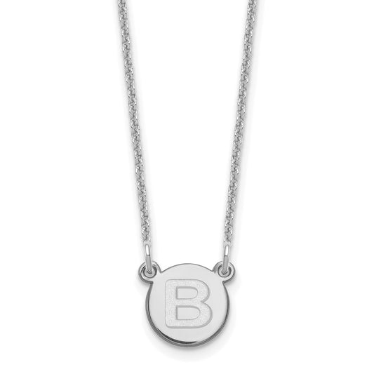 14kw Tiny Circle Block Letter B Initial Necklace