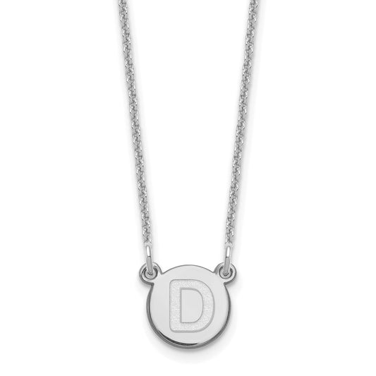 14kw Tiny Circle Block Letter D Initial Necklace