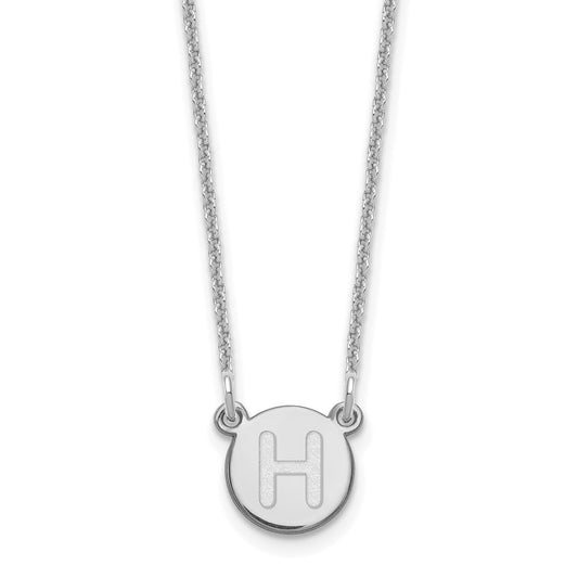 14kw Tiny Circle Block Letter H Initial Necklace