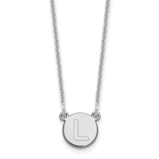 14kw Tiny Circle Block Letter L Initial Necklace
