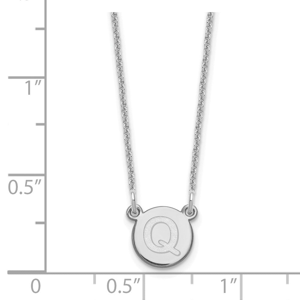 14kw Tiny Circle Block Letter Q Initial Necklace