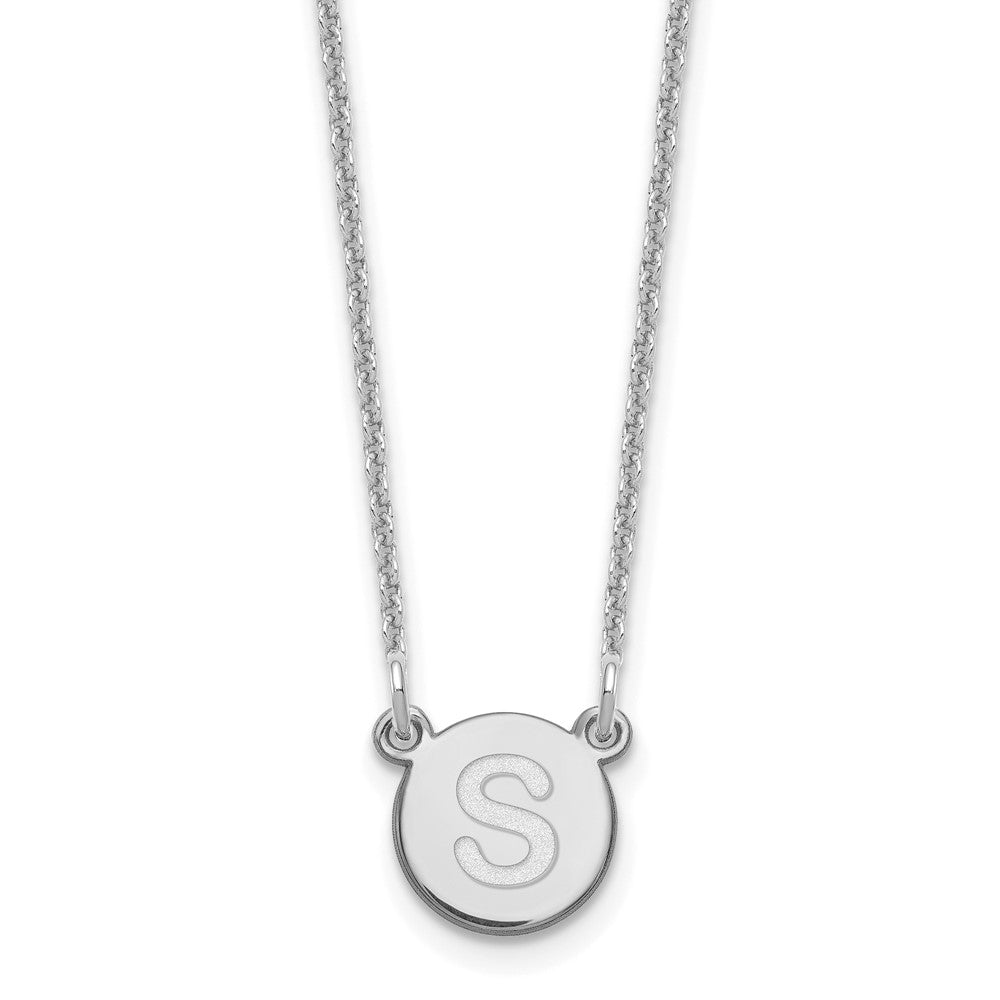 14kw Tiny Circle Block Letter S Initial Necklace