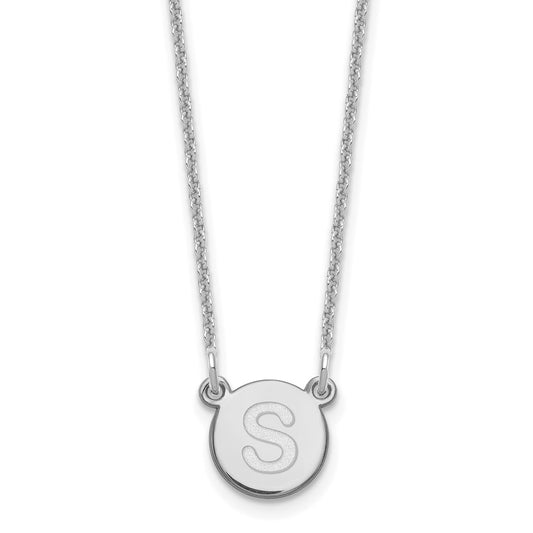 14kw Tiny Circle Block Letter S Initial Necklace