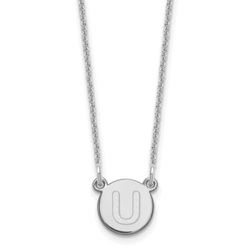 14kw Tiny Circle Block Letter U Initial Necklace