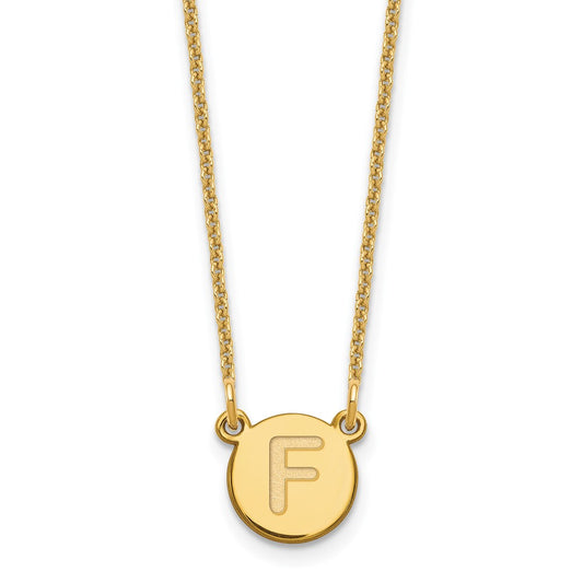 14KYTiny Circle Block Letter F Initial Necklace
