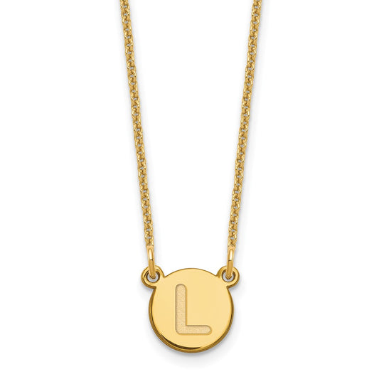 14KY Tiny Circle Block Letter L Initial Necklace