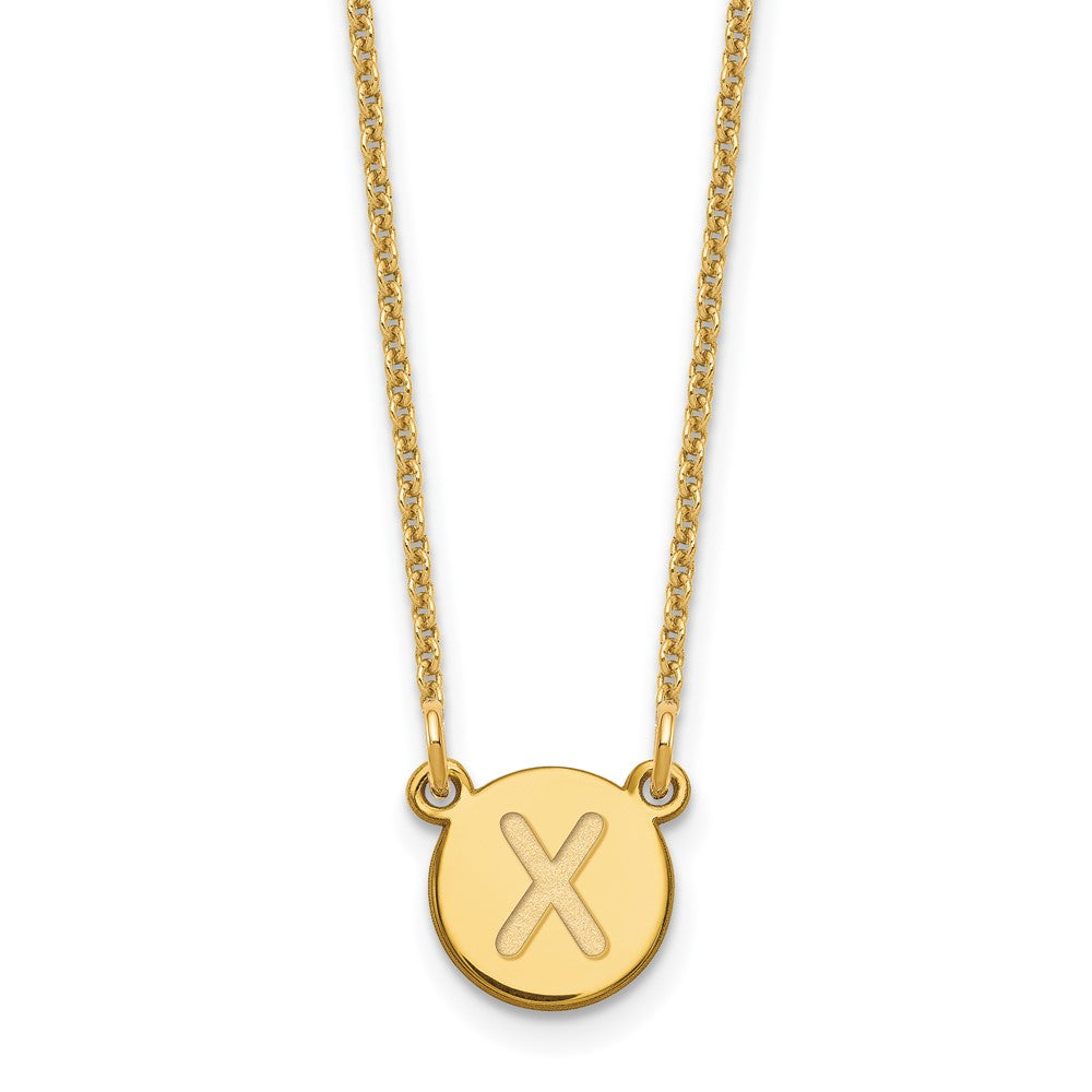 14KY Tiny Circle Block Letter X Initial Necklace