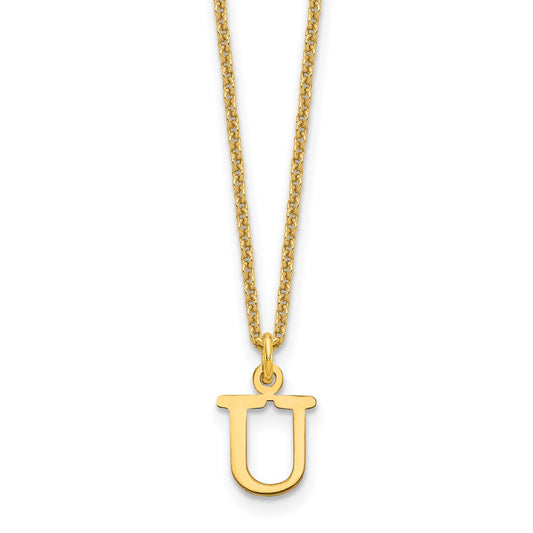 14KY Cutout Letter U Initial Necklace