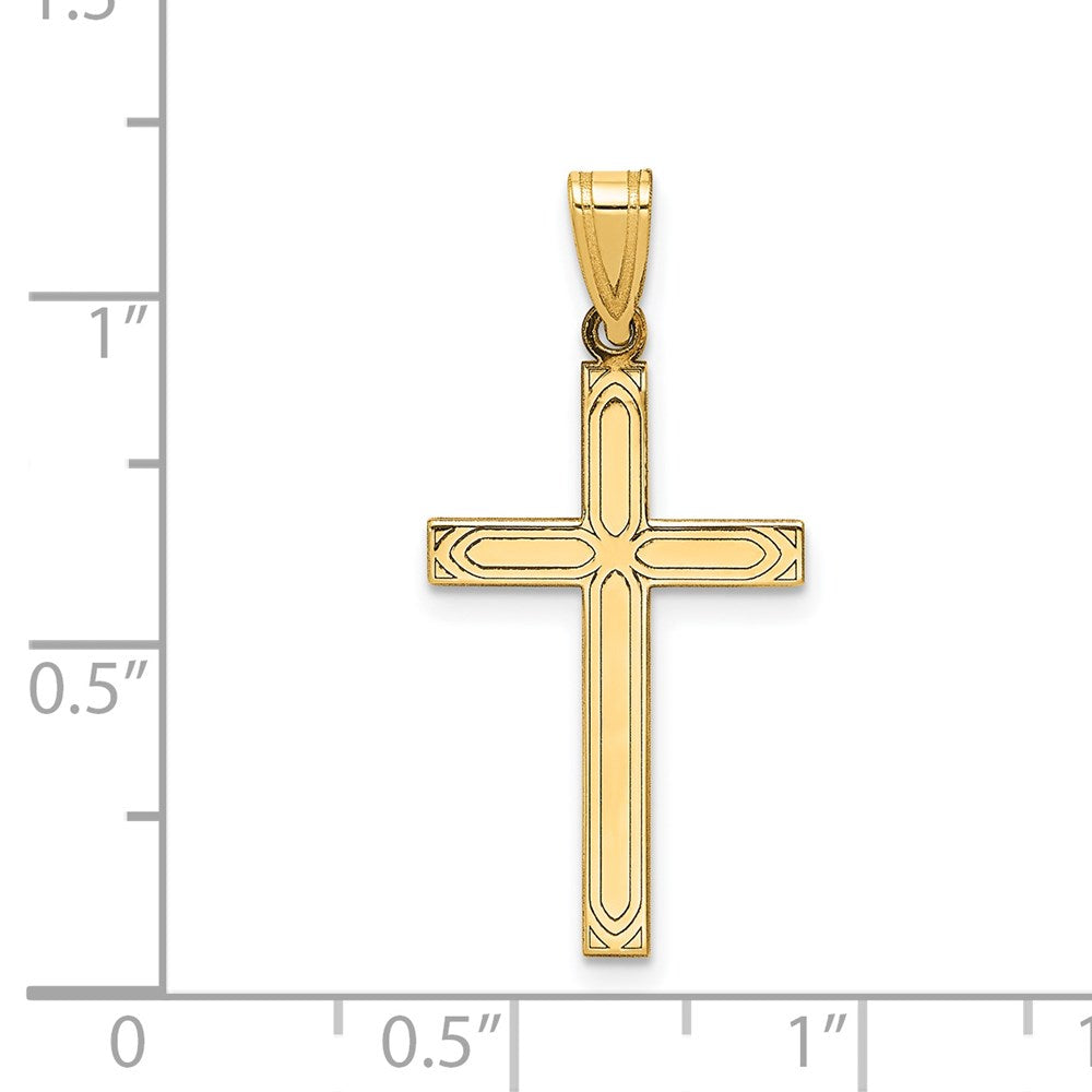 14k Solid Laser Etched Cross Pendant