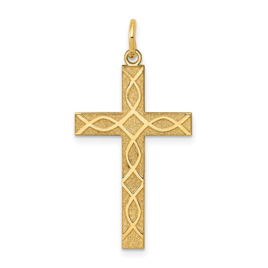 14K Laser Designed Cross Pendant