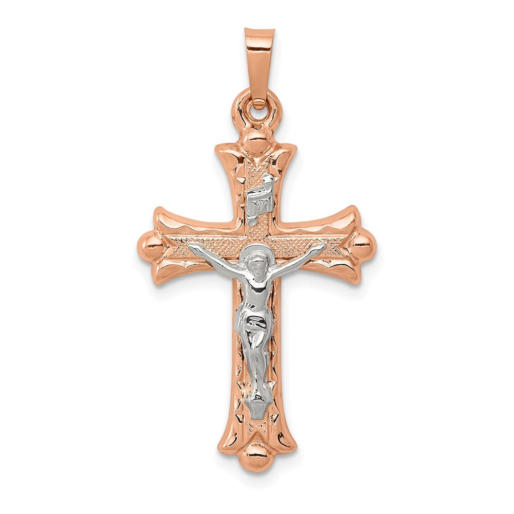 14k Two-tone Hollow Crucifix Pendant
