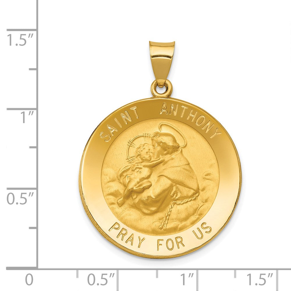 14k Polished and Satin St. Anthony Medal Hollow Pendant