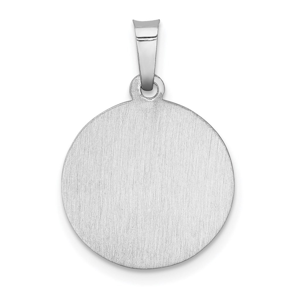 14k White Gold Polished/Satin St Christopher Medal Hollow Pendant