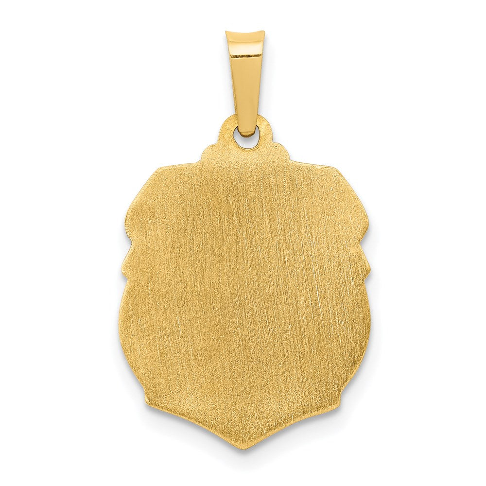 14k Polished and Satin St Michael Badge Medal Hollow Pendant