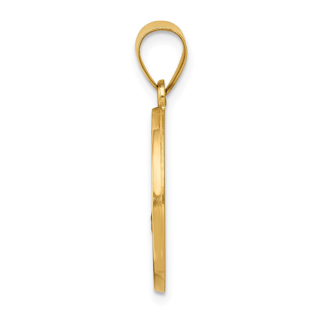 14k Polished and Satin St Florian Medal Hollow Pendant